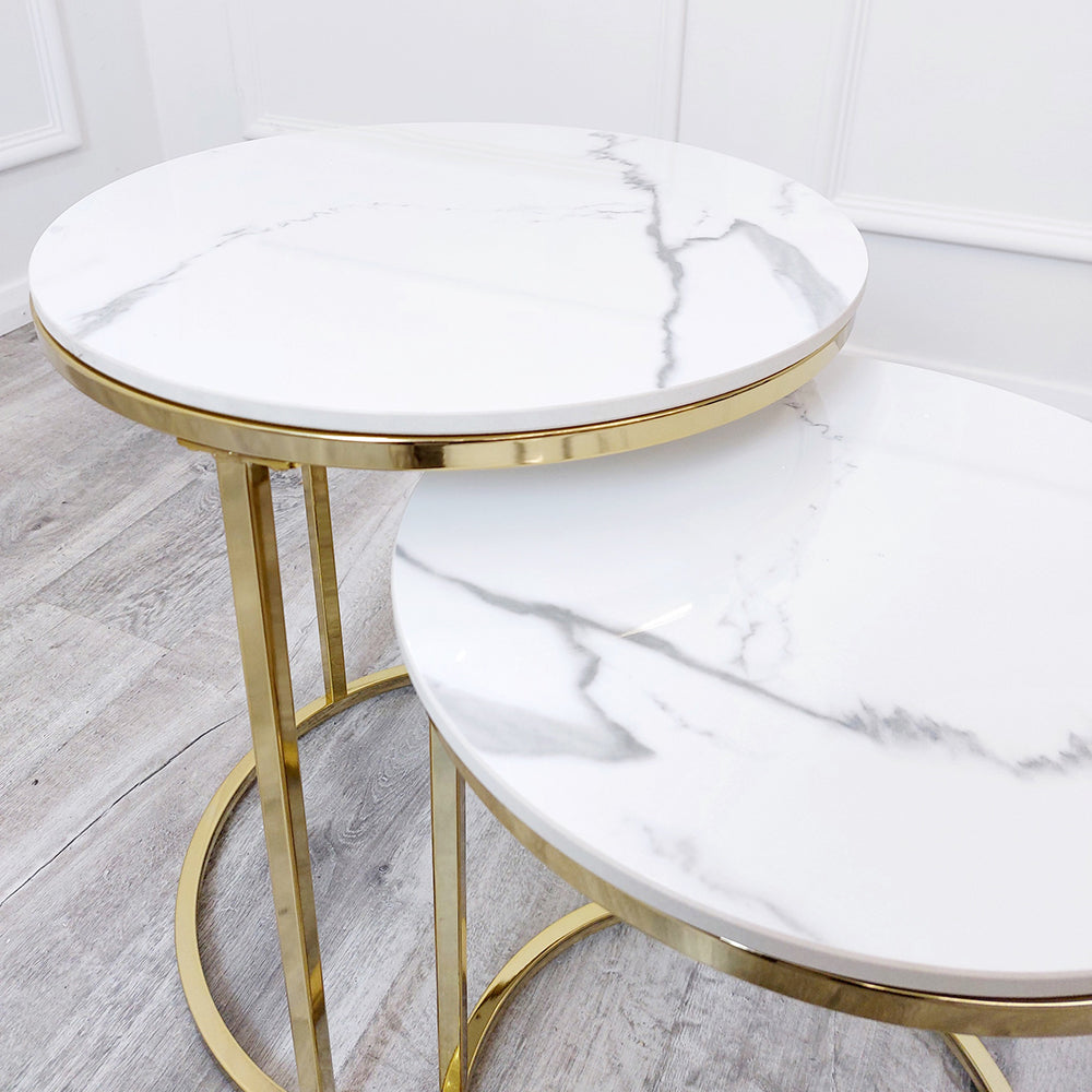 Cato Nest of 2 Tall End Tables top detail