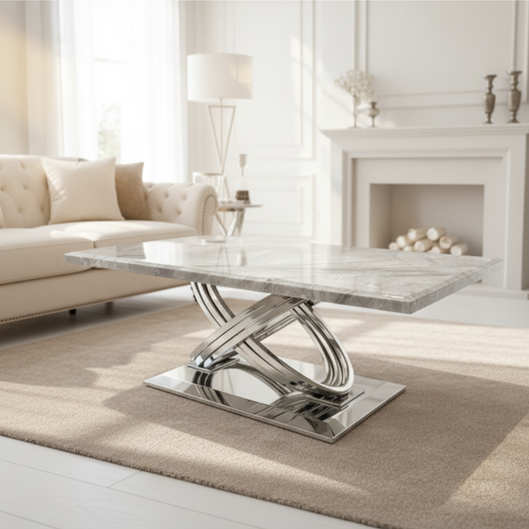 Elina Grey Marble Coffee Table detail