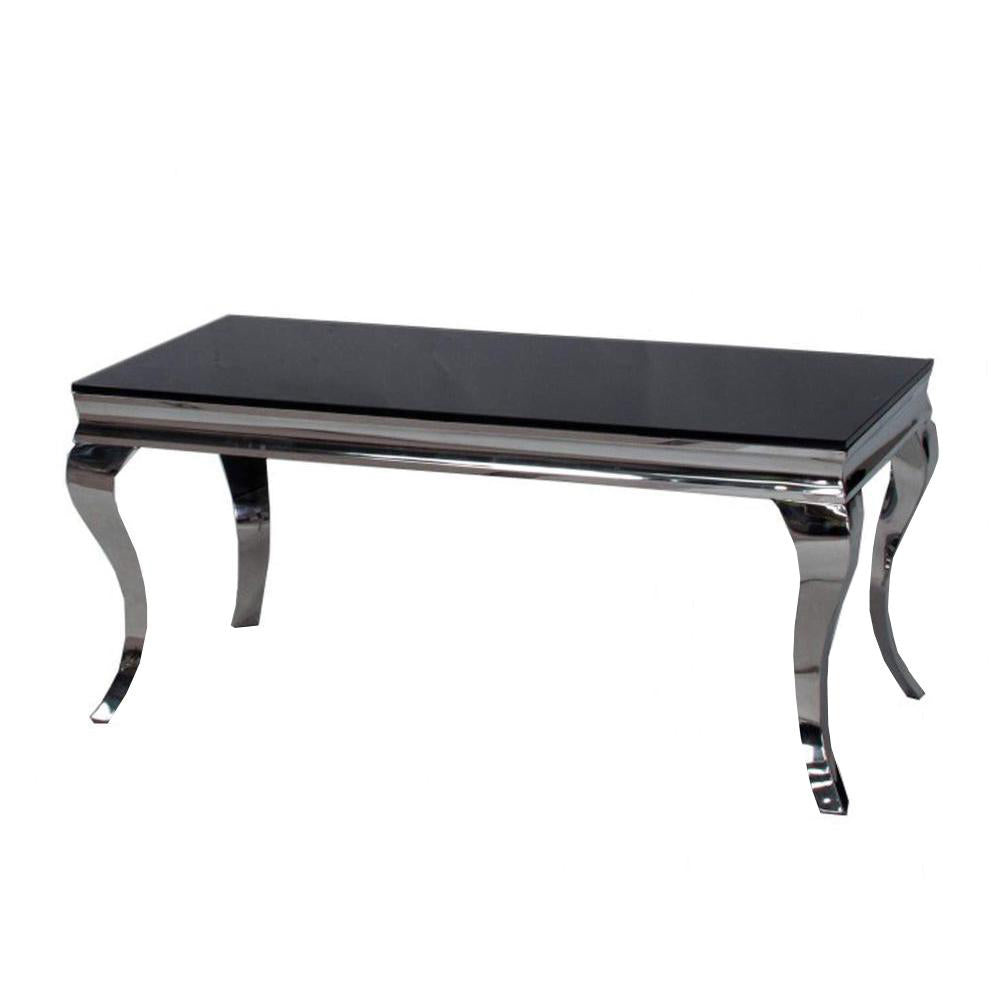 Louis Coffee Table Chrome Finish black top