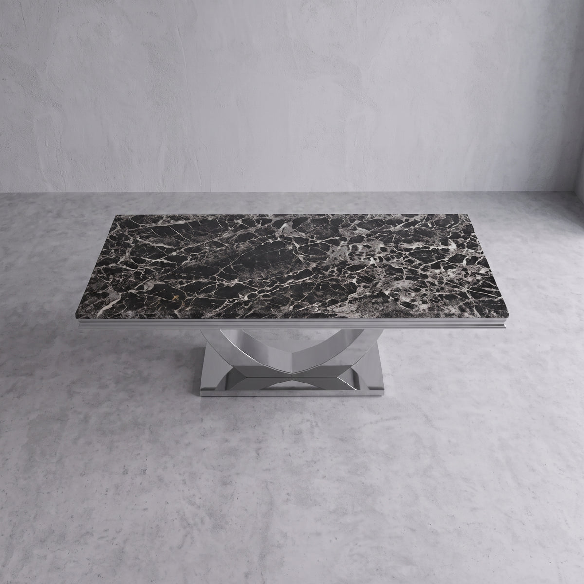 Ariel Black Marble Dining Set with Lucy Black Velvet Chairs