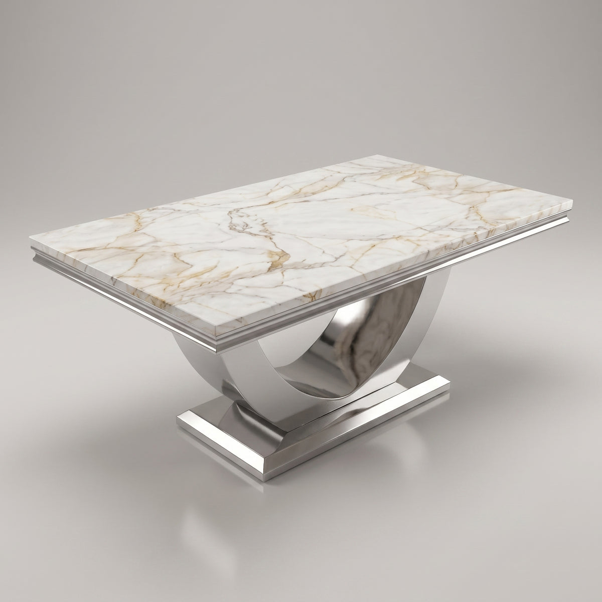 Ariel White Gold Marble Dining Set with Lucy Mink Velvet Chairs