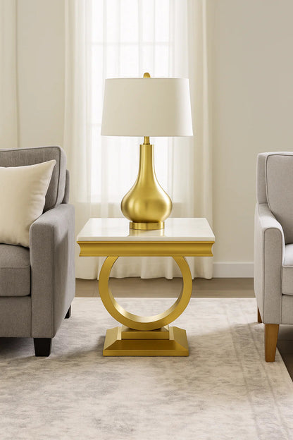 Ariana Gold Marble Lamp Table