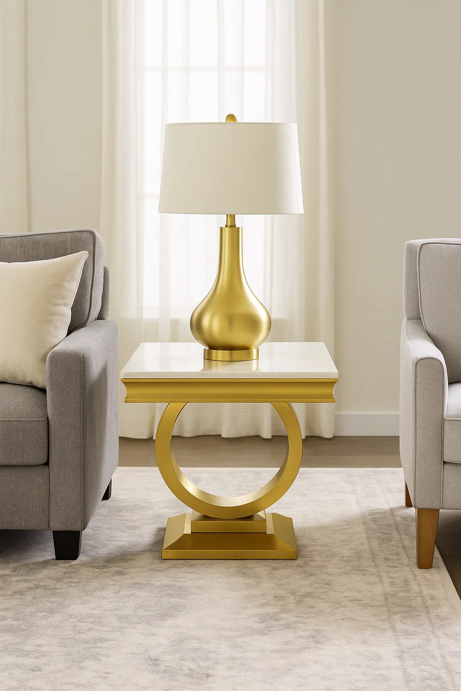 Ariana Gold Marble Lamp Table