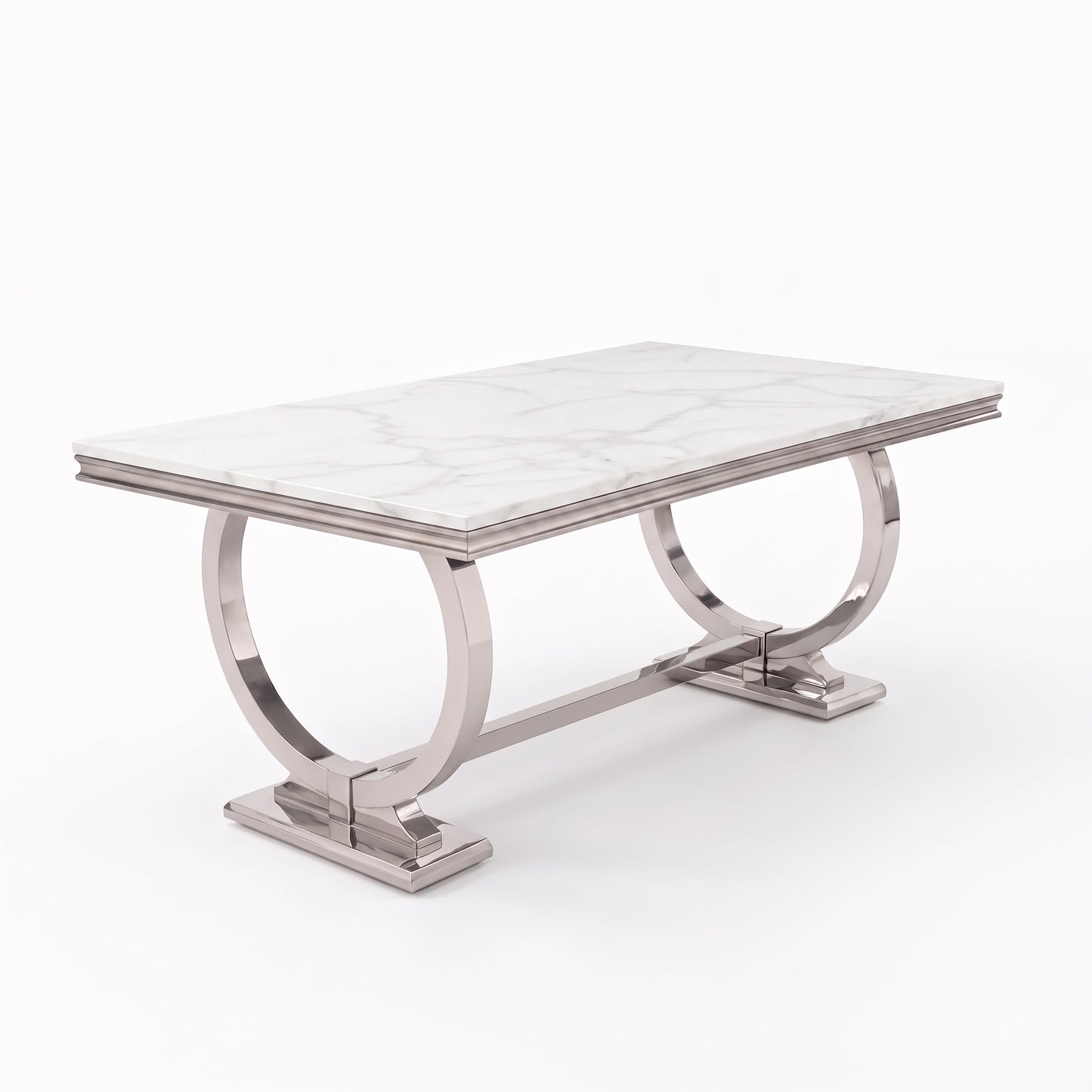 Ariana White Marble Dining Set with Lucy Mink Velvet Chairs
