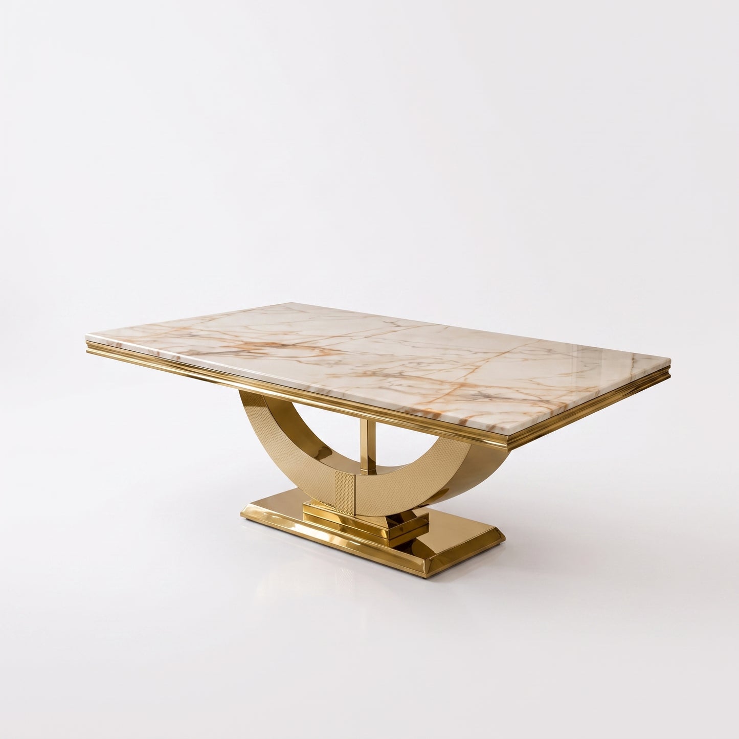 London Gold Marble Dining Set with Majestic Mink Velvet Chairs with Gold Legs
