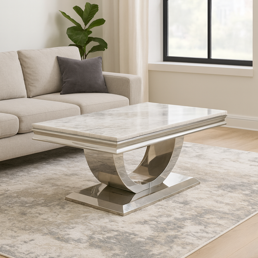Ariel Marble & Chrome Coffee Table
