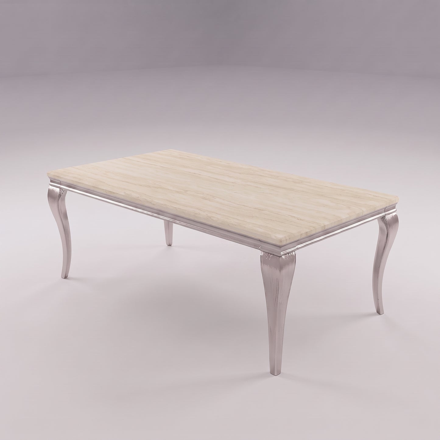 Louis Cream Marble Dining Set with Lucy Mink Velvet Chairs