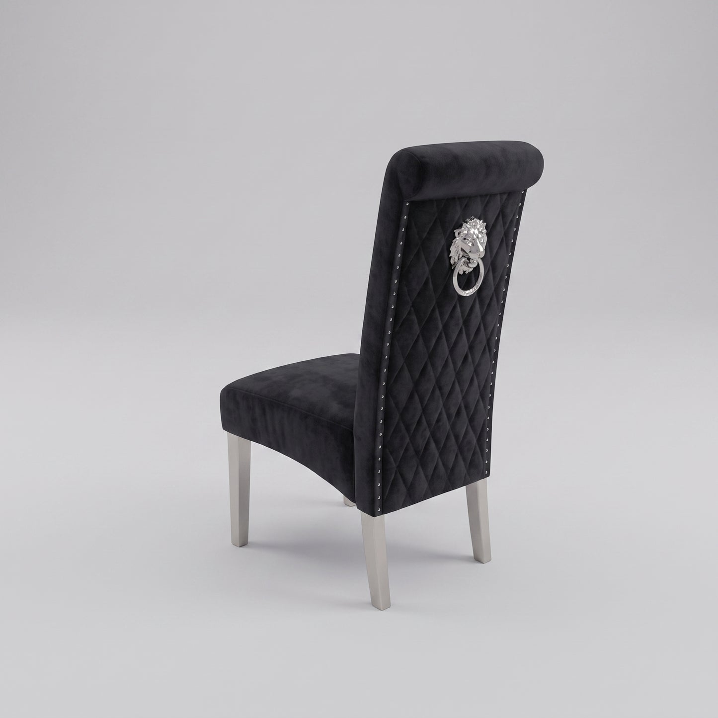 Ariana Black Marble Dining Set with Lucy Black Velvet Chairs