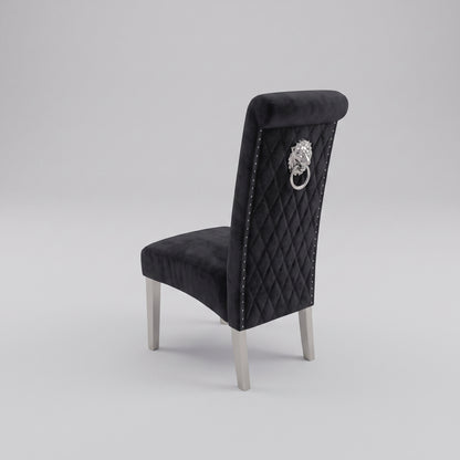 Ariana Black Marble Dining Set with Lucy Black Velvet Chairs