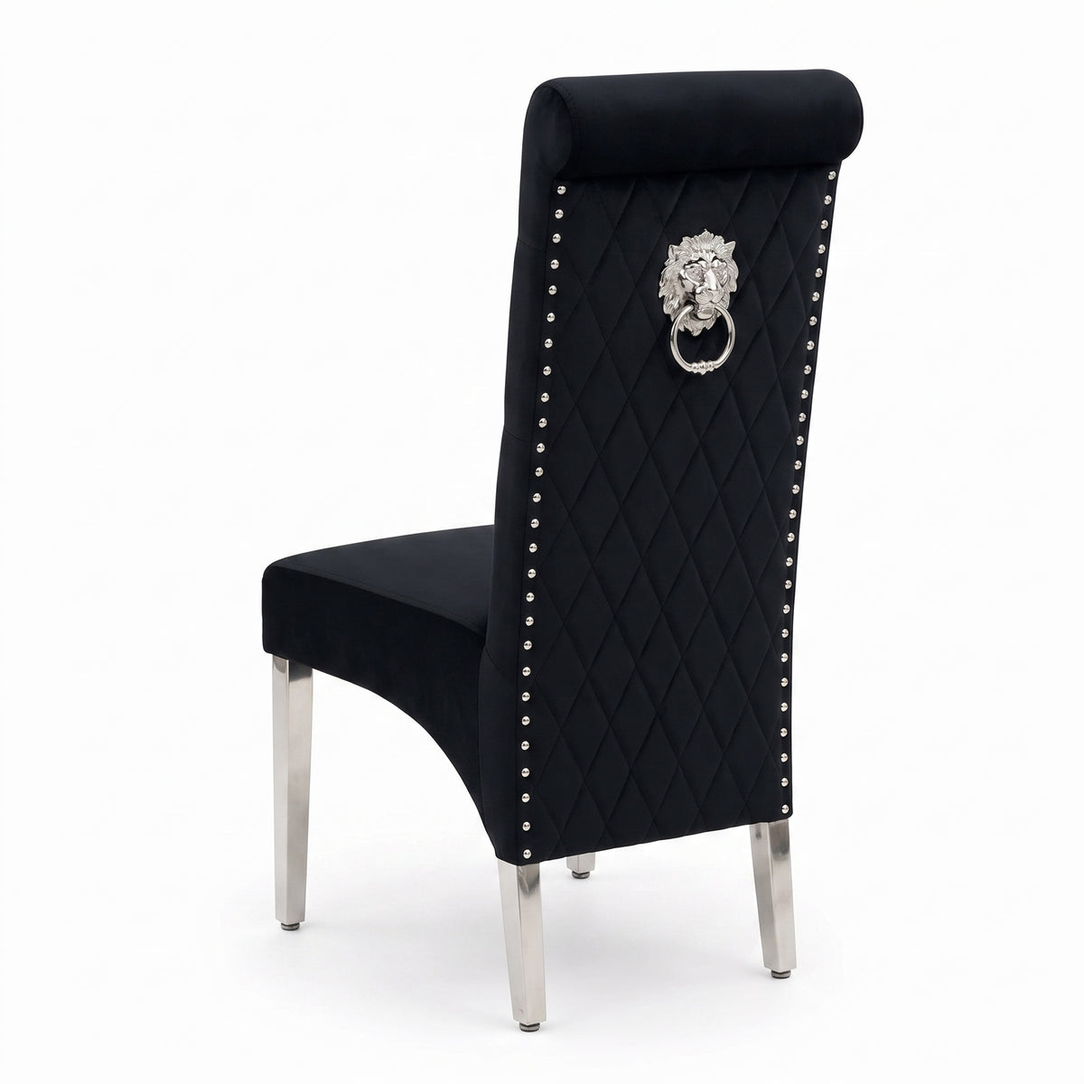 Ariana White Marble Dining Set with Lucy Black Velvet Chairs