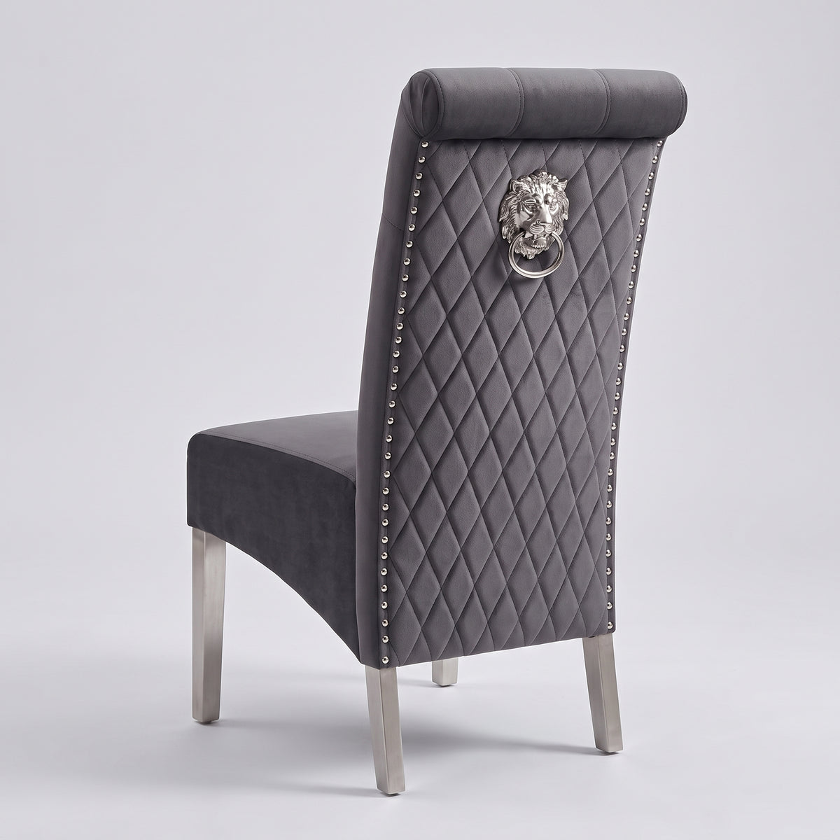 Ariana White Marble Dining Set with Lucy Dark Grey Velvet Chairs