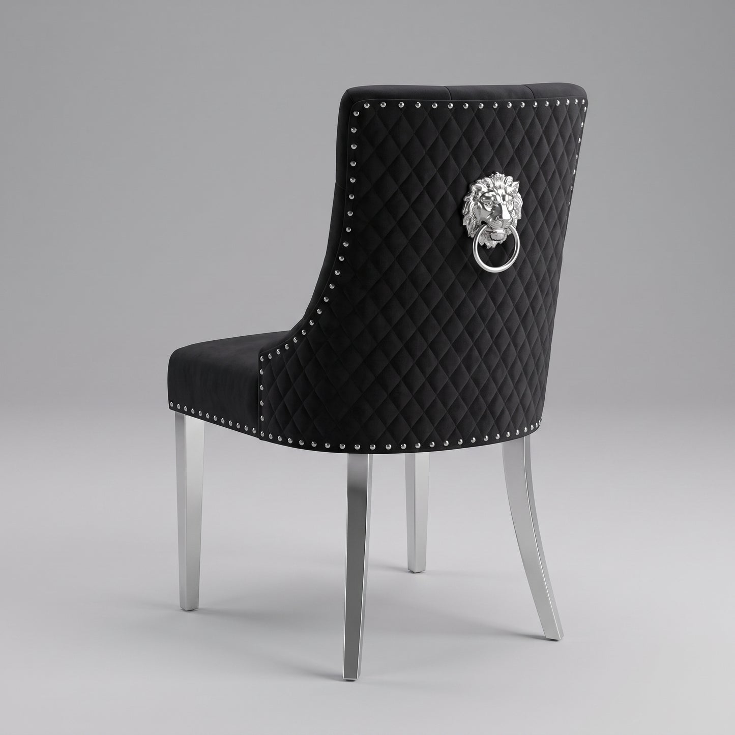 Louis White Marble Square Dining Set with Majestic Black Velvet Chairs