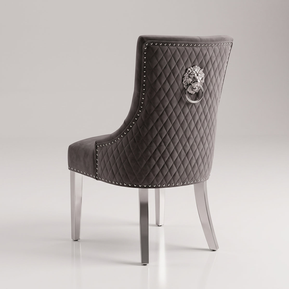 Ariel Grey Marble Dining Set with Majestic Dark Grey Velvet Chairs