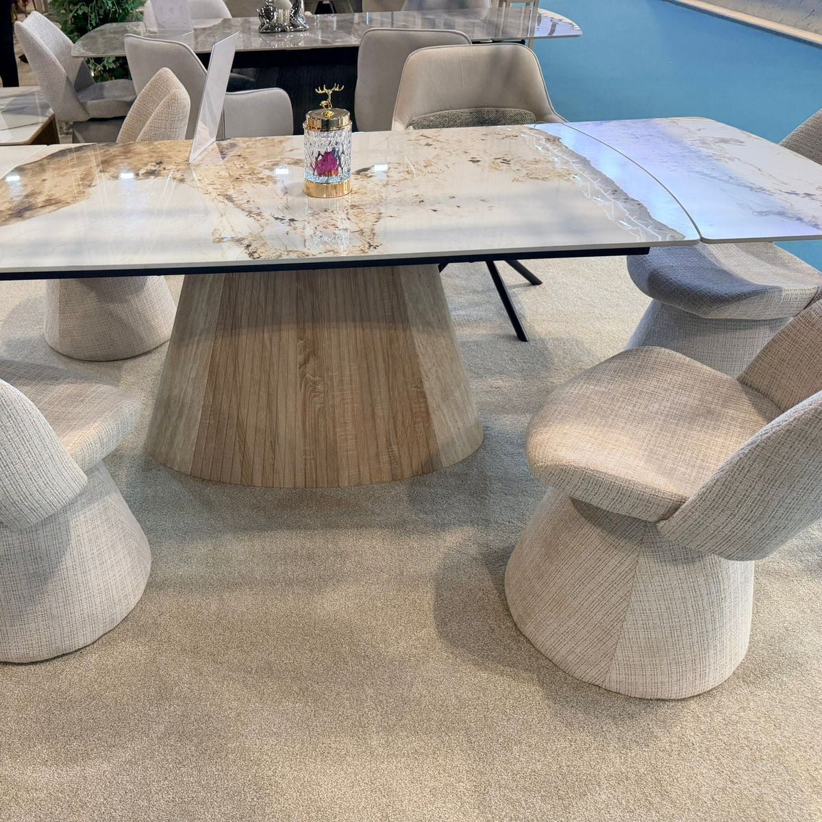 Monaco Grey Extendable Dining Set with Maryland Grey Swivel Chairs