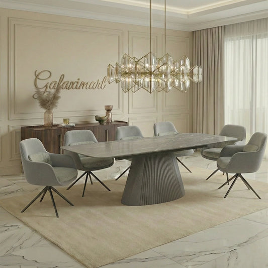 Monaco Grey Extendable Dining Set with Florence Grey Swivel Chairs