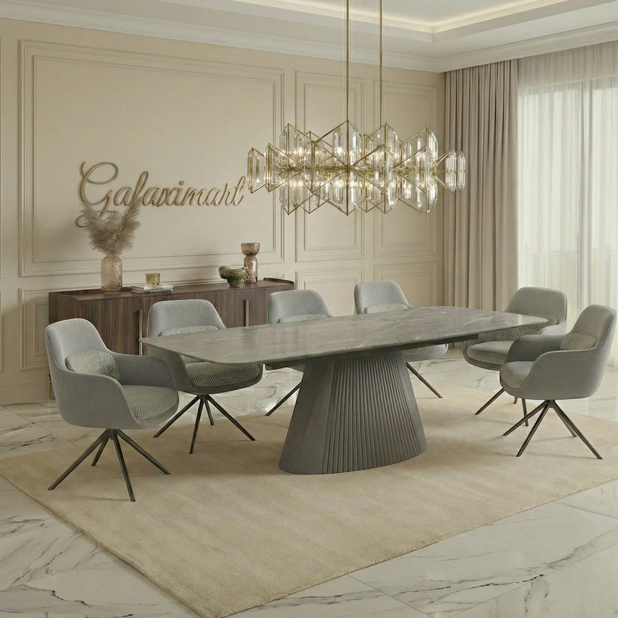 Monaco Grey Extendable Dining Set with Florence Grey Swivel Chairs