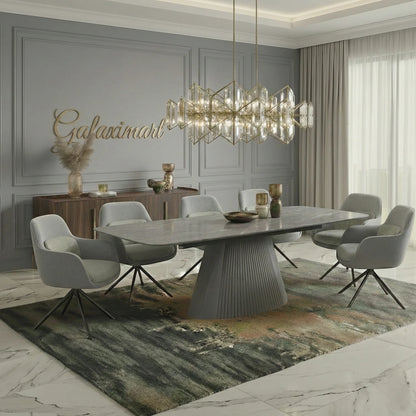 Monaco Grey Extendable Dining Set with Florence Grey Swivel Chairs - room scene