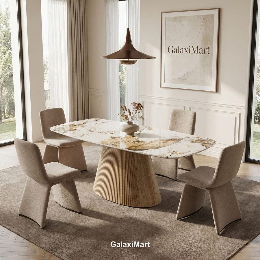 Monaco Beige Extendable Dining Set with Marsia Mink Chairs