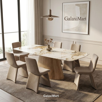 Monaco Beige Extendable Dining Set with Marsia Mink Chairs - 6 chair set