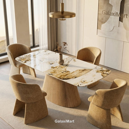 Monaco Beige Extendable Dining Set with Ravenna Mink Chairs - room scene
