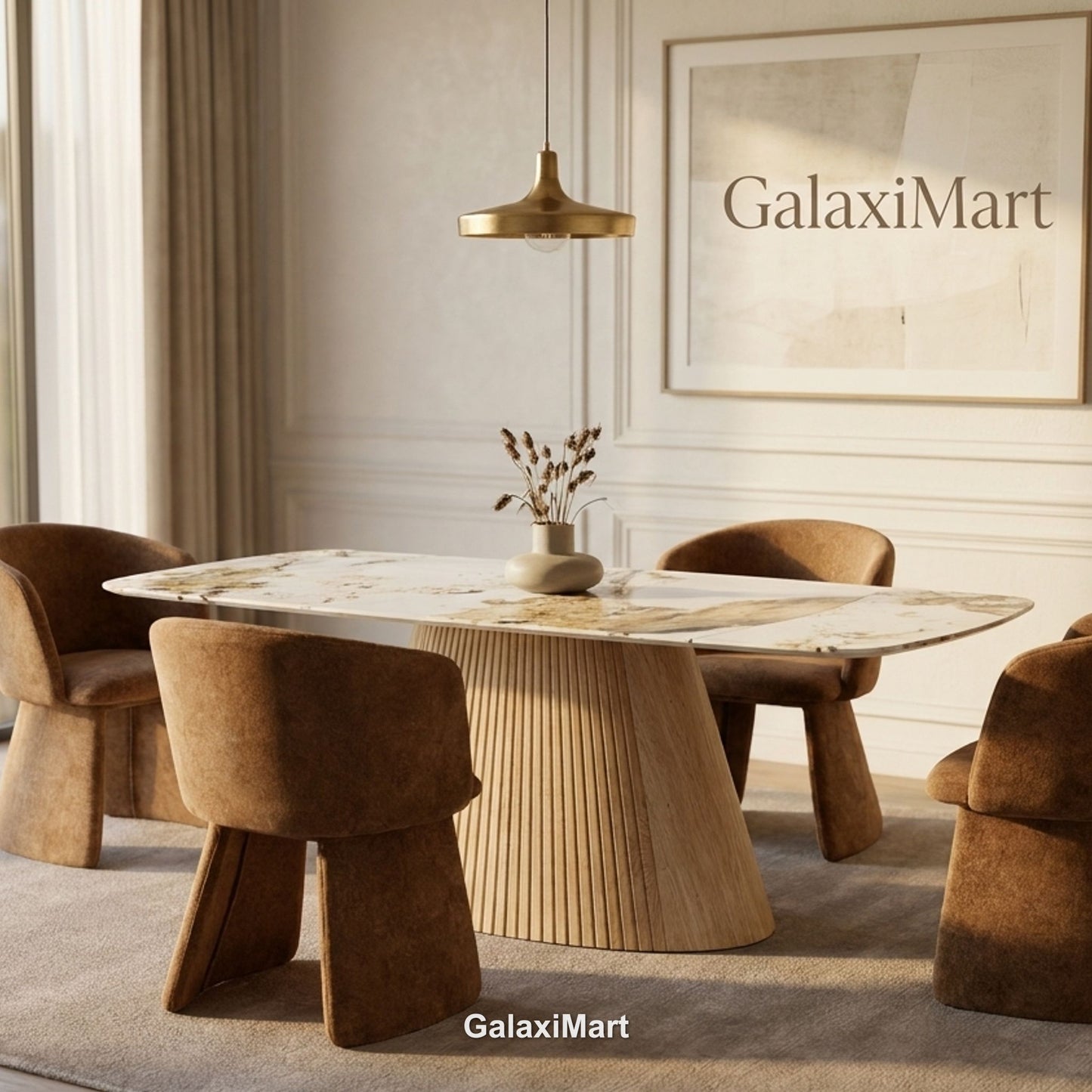 Monaco Beige Extendable Dining Set with Ravenna Brown Chairs