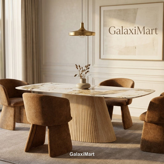 Monaco Beige Extendable Dining Set with Ravenna Brown Chairs
