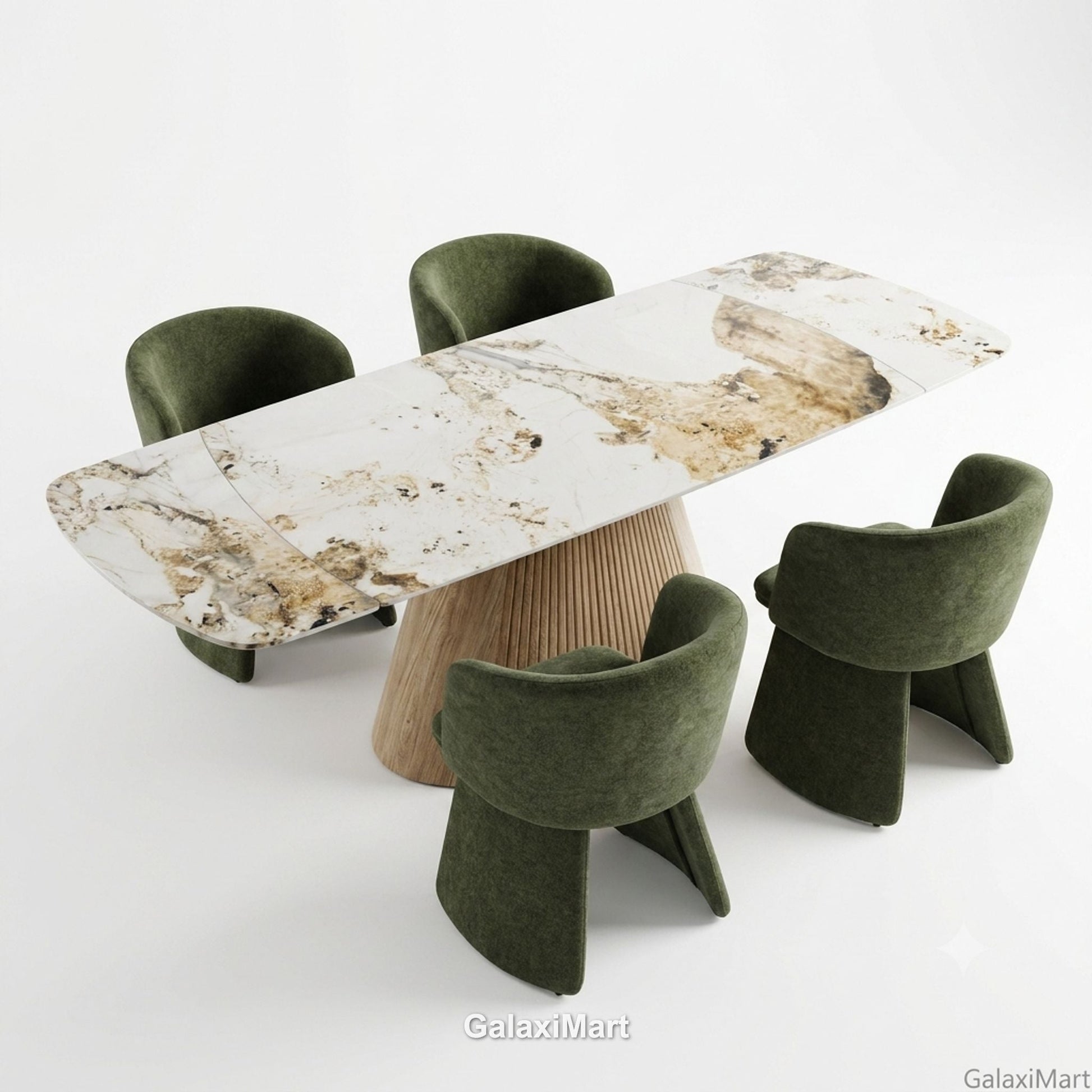 Monaco Beige Extendable Dining Set with Ravenna Green Chairs