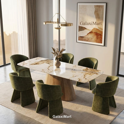 Monaco Beige Extendable Dining Set with Ravenna Green Chairs - 6 chair set