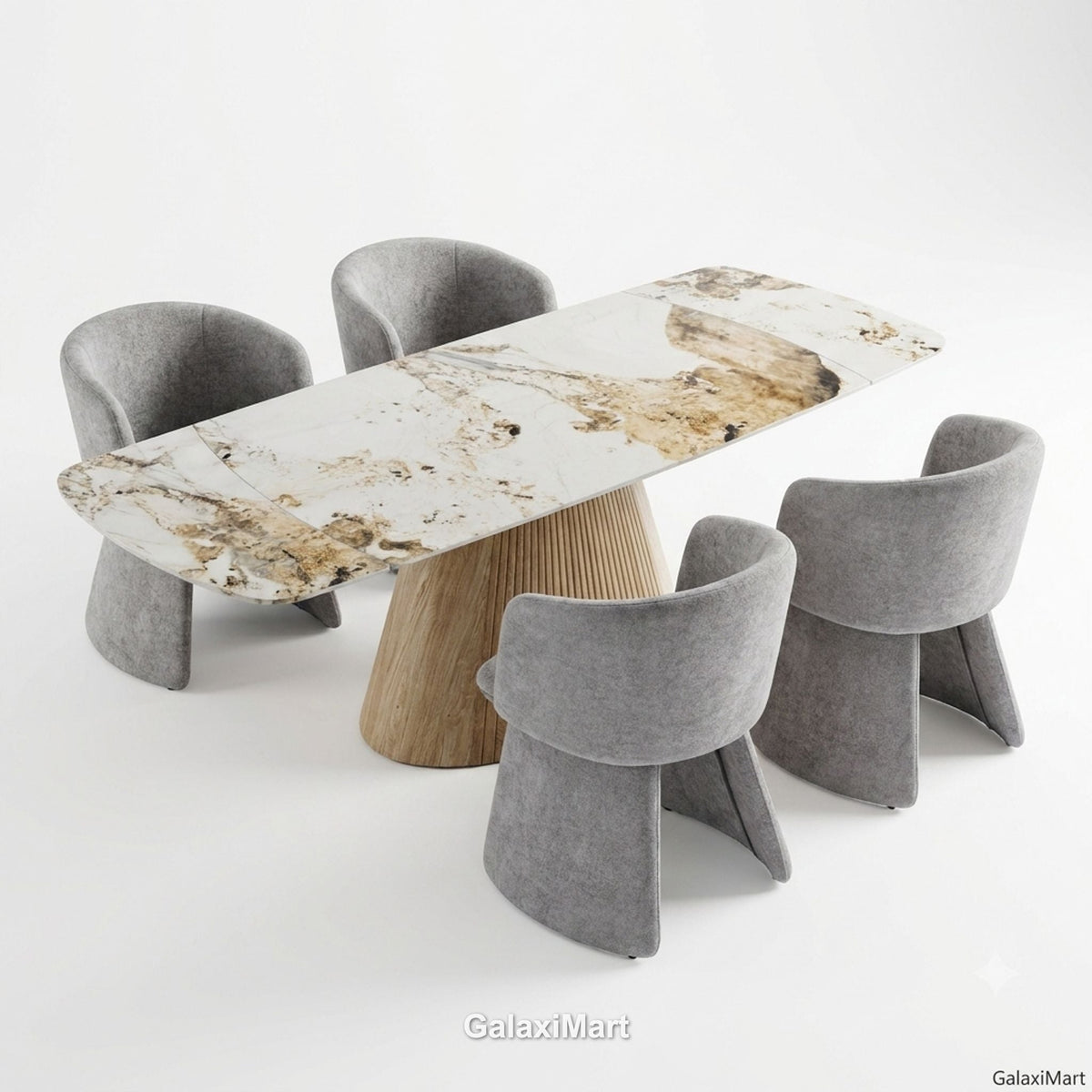 Monaco Beige Extendable Dining Set with Ravenna Grey Chairs