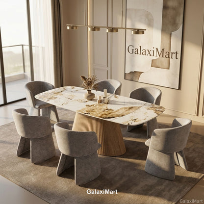 Monaco Beige Extendable Dining Set with Ravenna Grey Chairs - 6 chair set
