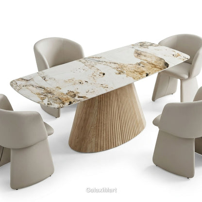 Monaco Beige Extendable Dining Set with Ravenna Taupe Chairs - white background