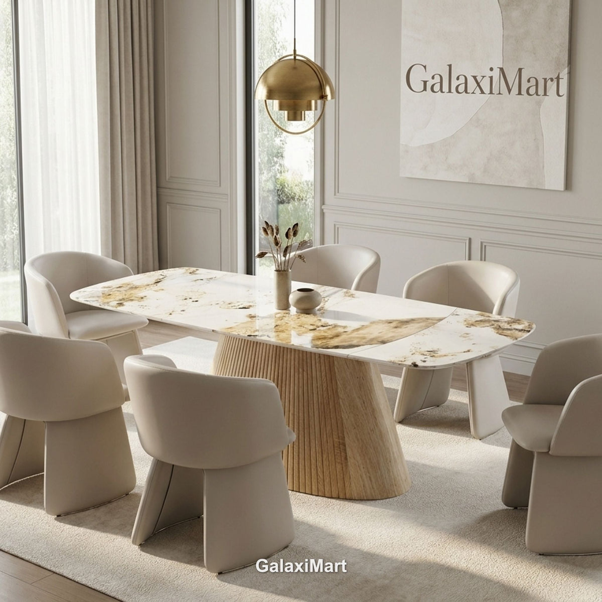 Monaco Beige Extendable Dining Set with Ravenna Taupe Chairs