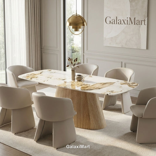 Monaco Beige Extendable Dining Set with Ravenna Taupe Chairs