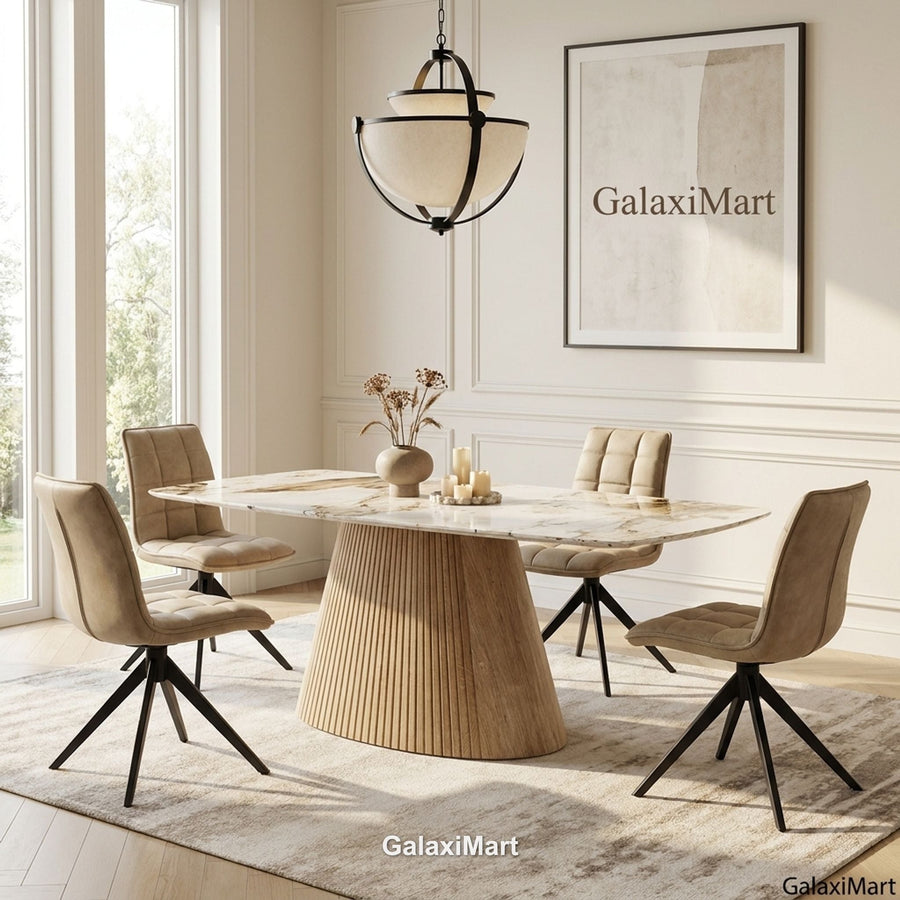 Monaco Beige Extendable Dining Set with Indus Luna Chairs