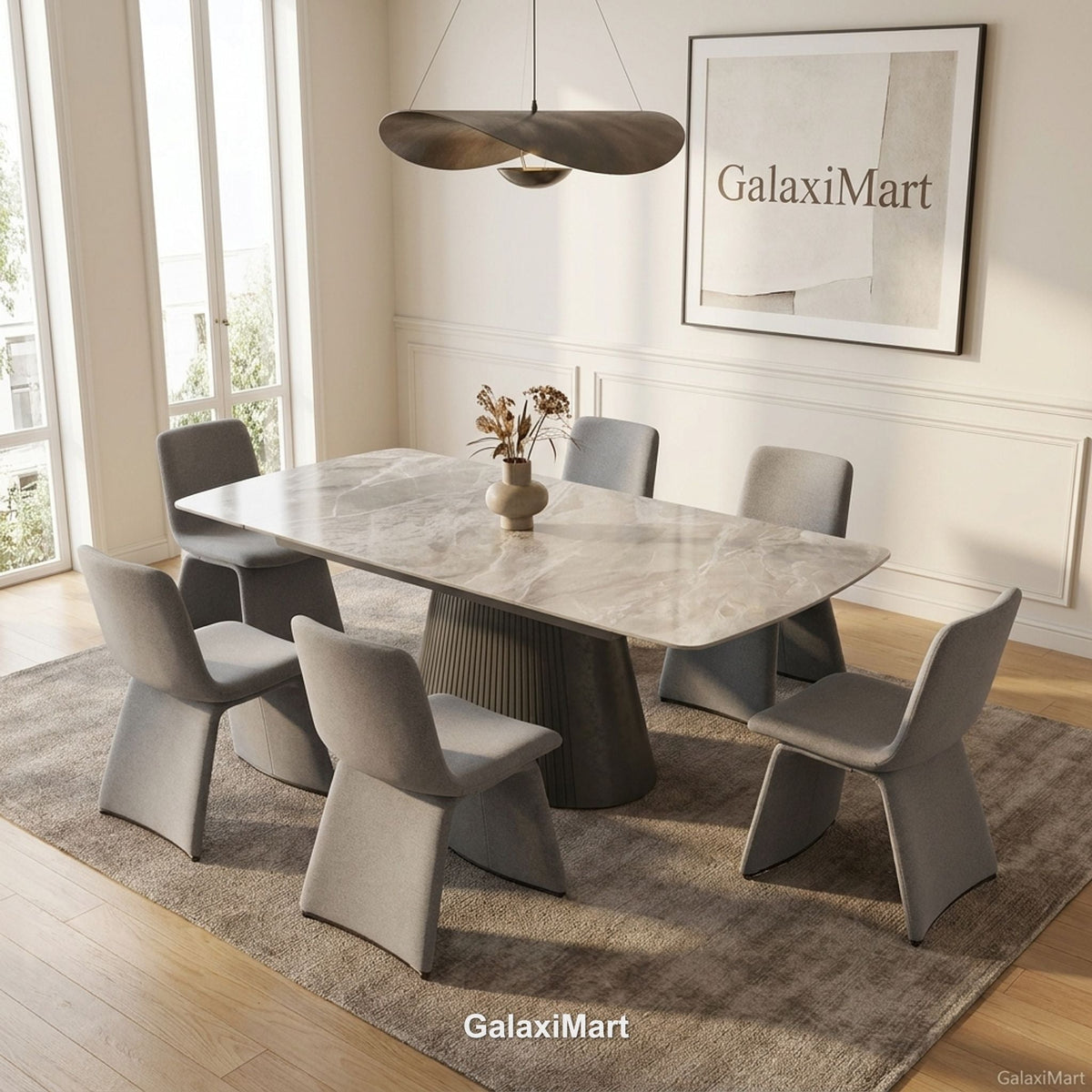 Monaco Grey Extendable Dining Set with Marsia Grey Chairs - 6 chair set