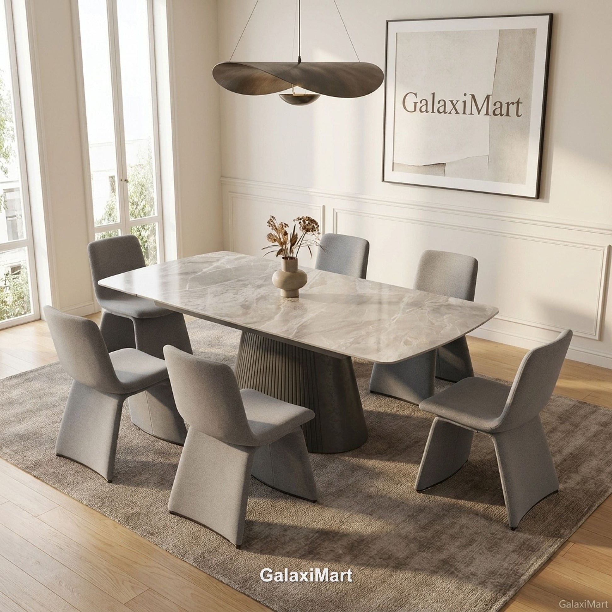 Monaco Grey Extendable Dining Set with Marsia Grey Chairs - 6 chair set