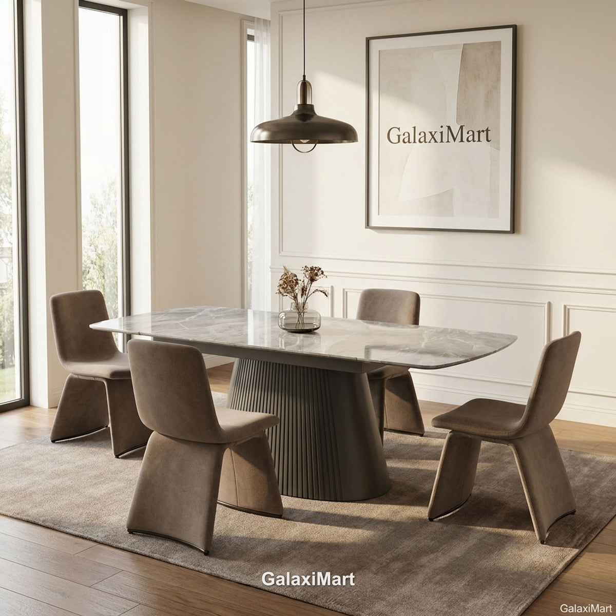 Monaco Grey Extendable Dining Set with Marsia Mink Chairs