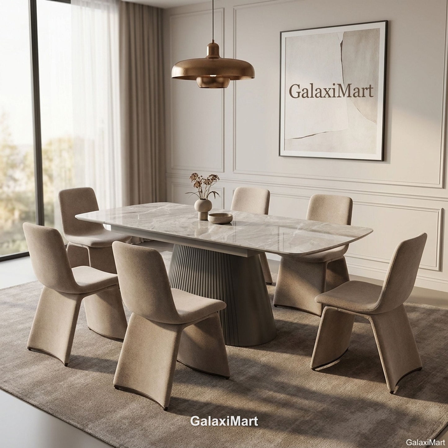 Monaco Grey Extendable Dining Set with Marsia Mink Chairs - 6 chair set