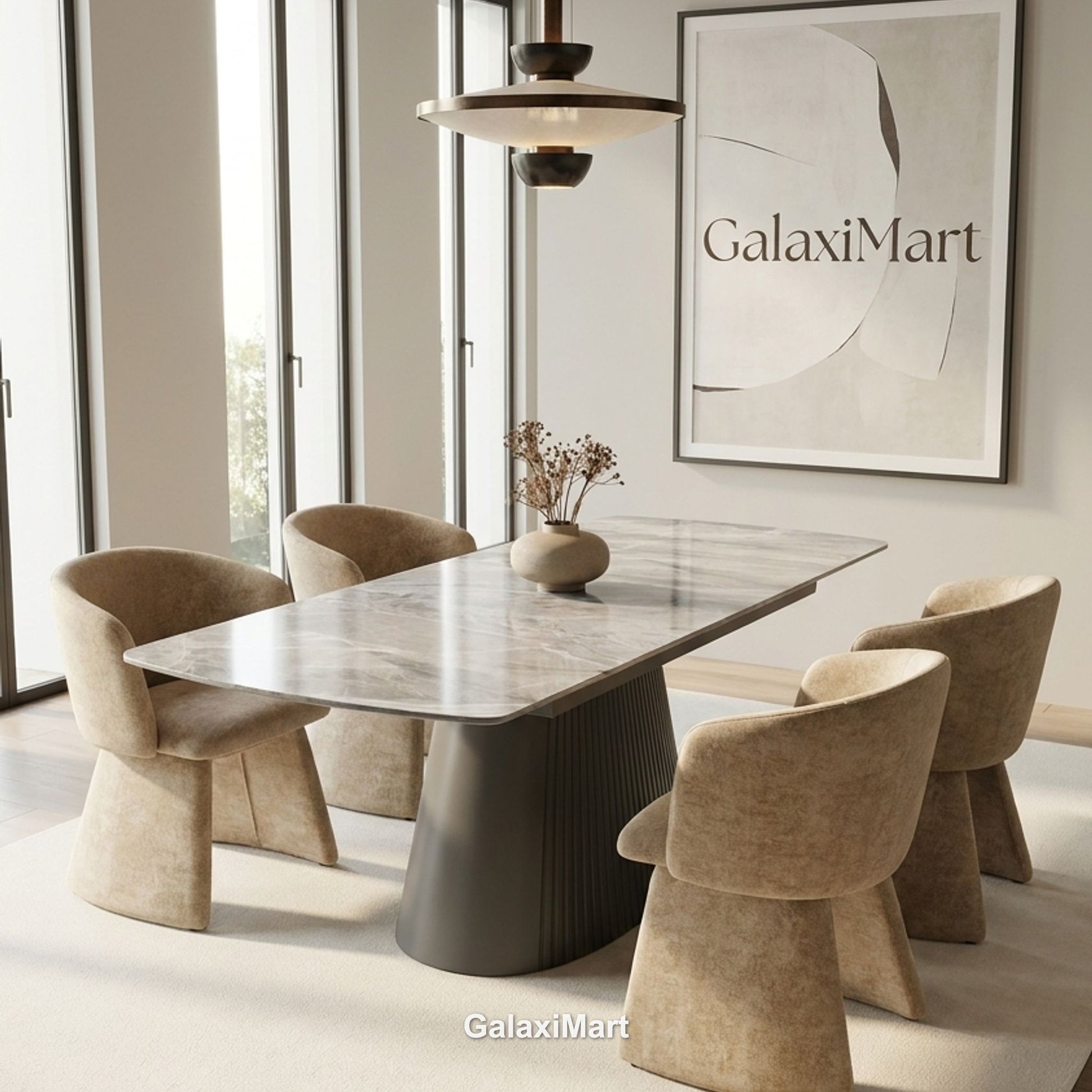 Monaco Grey Extendable Dining Set with Ravenna Mink Chairs