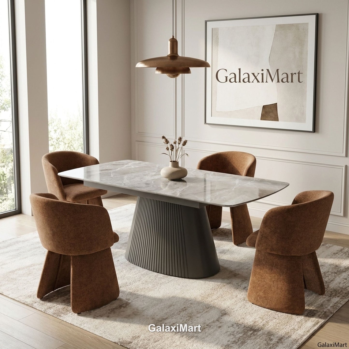 Monaco Grey Extendable Dining Set with Ravenna Brown Chairs