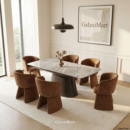 Monaco Grey Extendable Dining Set with Ravenna Brown Chairs - 6 chair set