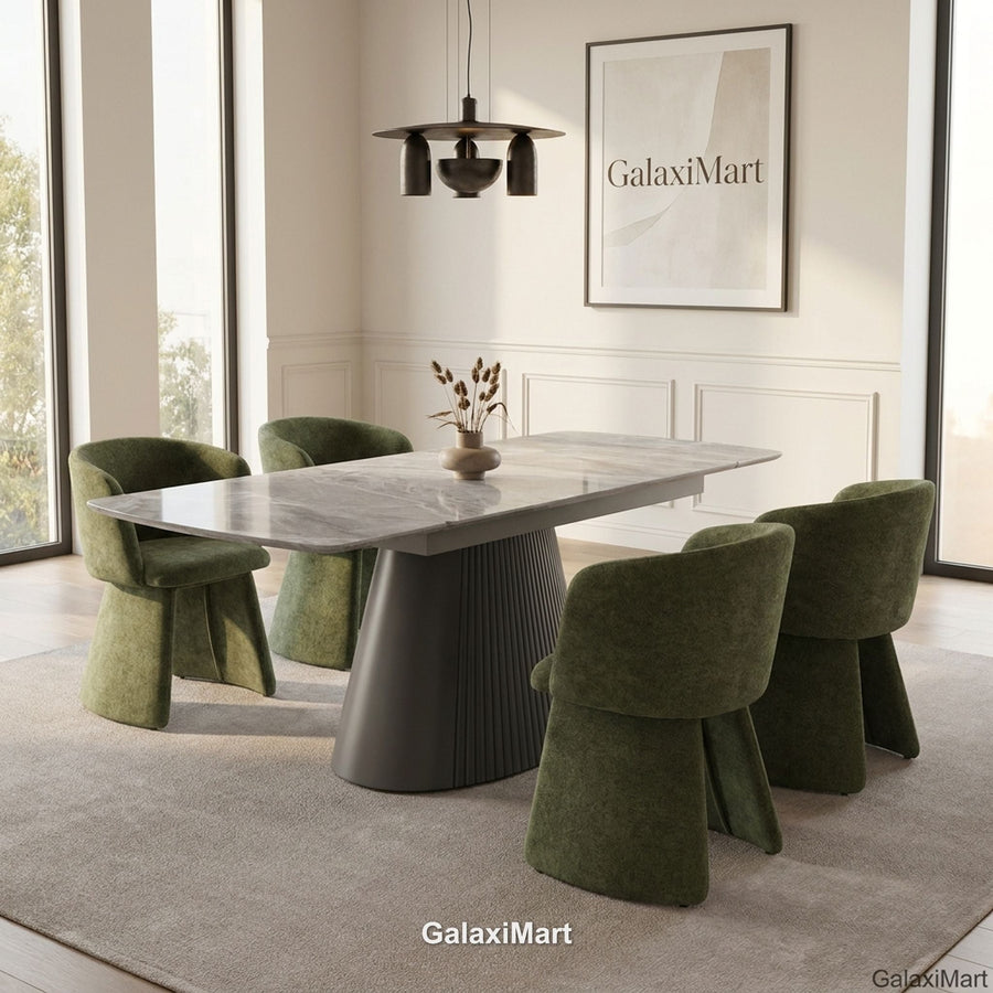 Monaco Grey Extendable Dining Set with Ravenna Green Chairs