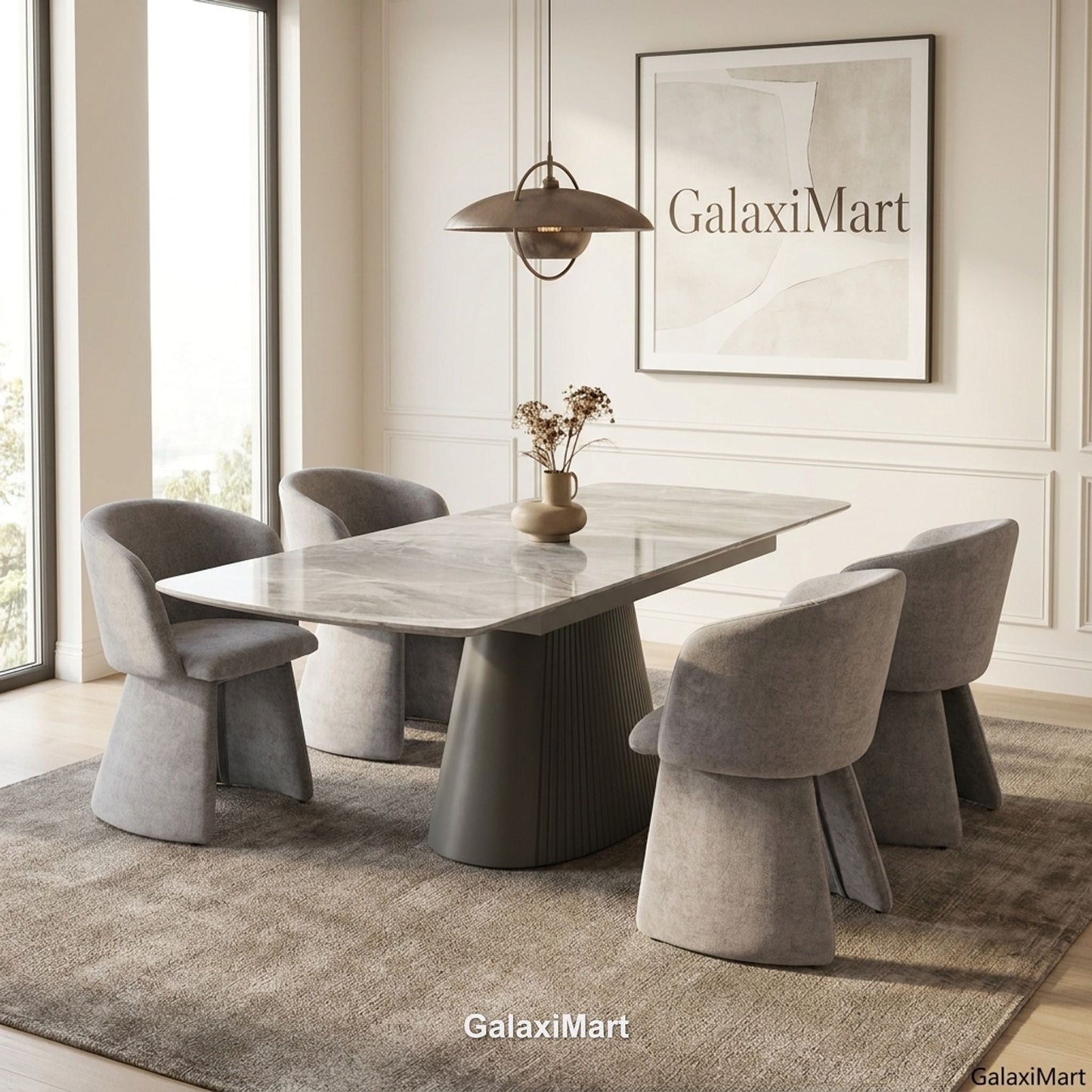 Monaco Grey Extendable Dining Set with Ravenna Grey Chairs