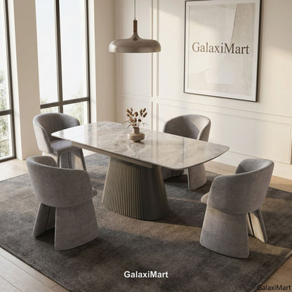 Monaco Grey Extendable Dining Set with Ravenna Grey Chairs - room scene