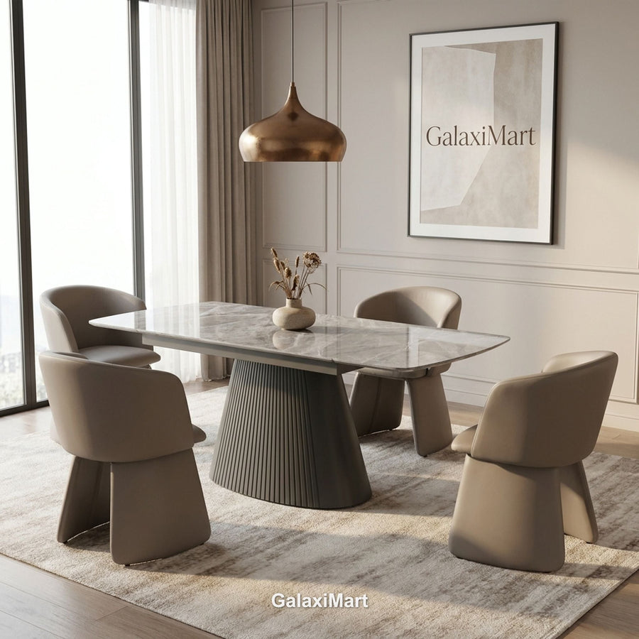 Monaco Grey Extendable Dining Set with Ravenna Taupe Chairs