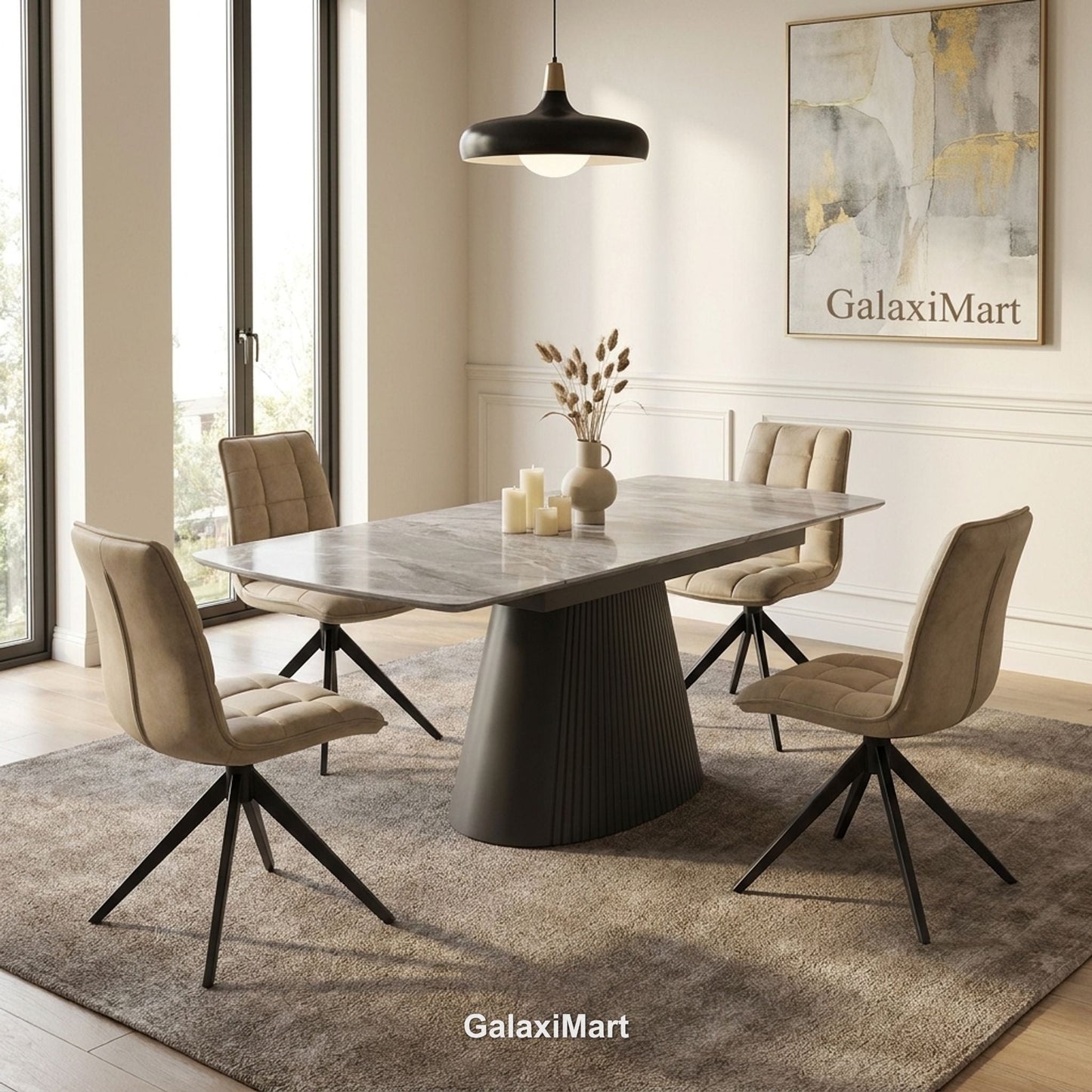Monaco Grey Extendable Dining Table with Indus Luna Chairs