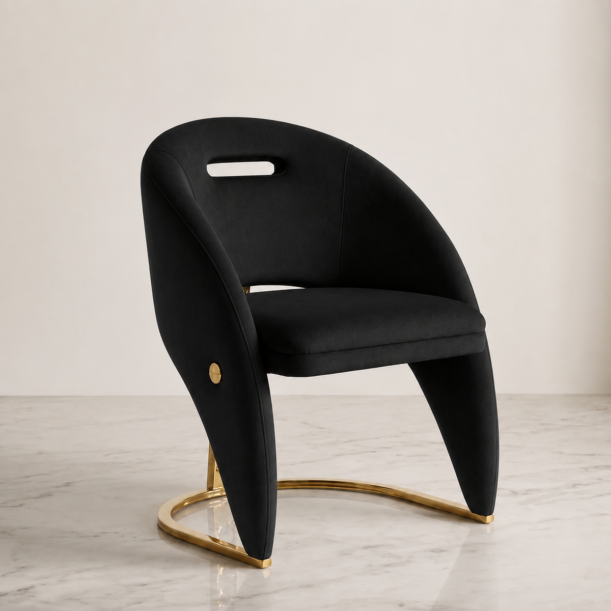 Carpi Black Velvet Dining Chair detail