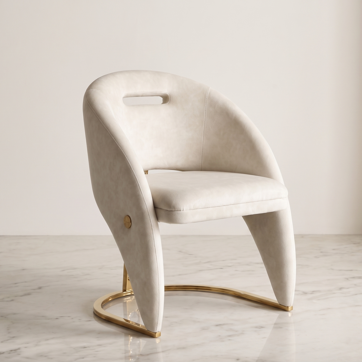 Carpi Cream Velvet Dining Chair detail