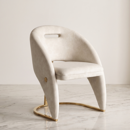 Carpi Cream Velvet Dining Chair detail