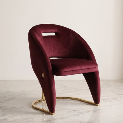 Carpi Maroon Velvet Dining Chair detail